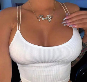 The "BB" White Sling Crop